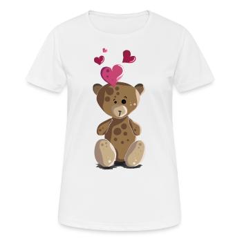 Teddy bear with heart teddy bear motif - Women's Breathable T-Shirt - white - Front - AI Model Female 172 dark (172cm)