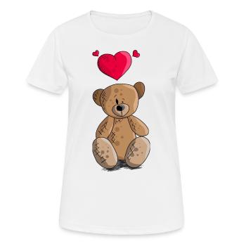 Cartoon teddy bear with a heart teddy bear motif - Women's Breathable T-Shirt - white - Front - AI Model Female 172 dark (172cm)