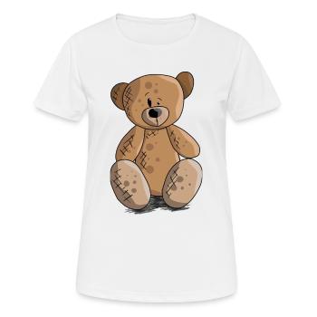 Teddy Bear Teddy Bear Cartoon Teddy bear Motif - Women's Breathable T-Shirt - white - Front - AI Model Female 172 dark (172cm)