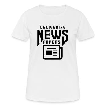 Zeitungen austragen Zeitungsausträger Zeitschrift - Frauen T-Shirt atmungsaktiv - Weiß - Vorne - AI Model Female 172 dark (172cm)