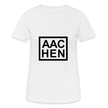 Aachen - Frauen T-Shirt atmungsaktiv - Weiß - Vorne - AI Model Female 172 dark (172cm)