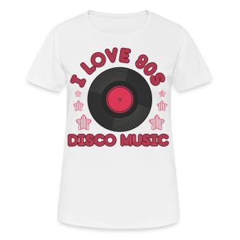 Funny retro i love 80s disco music pop gift - Frauen T-Shirt atmungsaktiv - Weiß - Vorne - AI Model Female 172 dark (172cm)