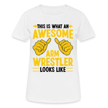 C’est ce qu’un catcheur de bras est génial - T-shirt respirant Femme - blanc - Devant - AI Model Female 172 dark (172cm)