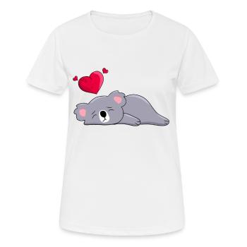 Schlafender Koala mit Herz Cartoon Schlafmotiv - Frauen T-Shirt atmungsaktiv - Weiß - Vorne - AI Model Female 172 dark (172cm)