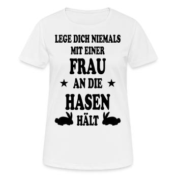 Hasen Lustiges Design Hase Mädchen Frau Geschenk - Frauen T-Shirt atmungsaktiv - Weiß - Vorne - AI Model Female 172 dark (172cm)