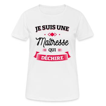 MAÎTRESSE QUI DÉCHIRE - T-shirt respirant Femme - blanc - Devant - AI Model Female 172 dark (172cm)