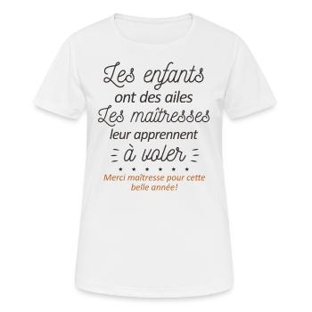 CADEAU MERCI MAITRESSE ENFANTS - T-shirt respirant Femme - blanc - Devant - AI Model Female 172 dark (172cm)