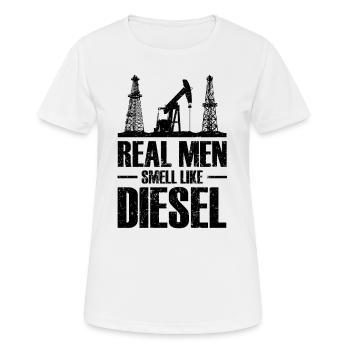 Les vrais hommes sentent diesel huile-rig-rock-oilman - T-shirt respirant Femme - blanc - Devant - AI Model Female 172 dark (172cm)