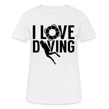 J’aime plongée plongée Scuba Diving cours de plongée - T-shirt respirant Femme - blanc - Devant - AI Model Female 172 dark (172cm)
