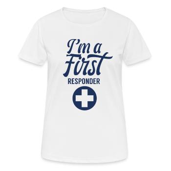 Je suis un premier intervenant Secouriste d’urgence - T-shirt respirant Femme - blanc - Devant - AI Model Female 172 dark (172cm)