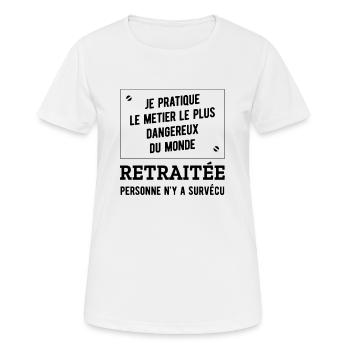 RETRAITÉE HUMOUR RETRAITE - T-shirt respirant Femme - blanc - Devant - AI Model Female 172 dark (172cm)