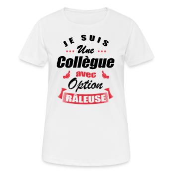 COLLÈGUE AVEC OPTION RÂLEUSE - T-shirt respirant Femme - blanc - Devant - AI Model Female 172 dark (172cm)