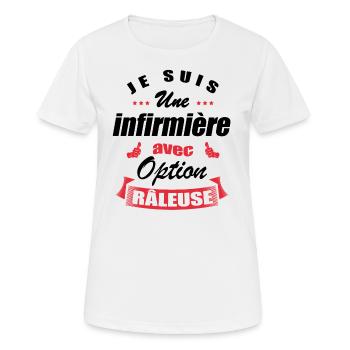 INFIRMIÈRE AVEC OPTION RÂLEUSE - T-shirt respirant Femme - blanc - Devant - AI Model Female 172 dark (172cm)