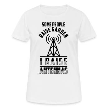 I Raise Antennes Ham Radio Opérateur Radio Amateur Radio - T-shirt respirant Femme - blanc - Devant - AI Model Female 172 dark (172cm)