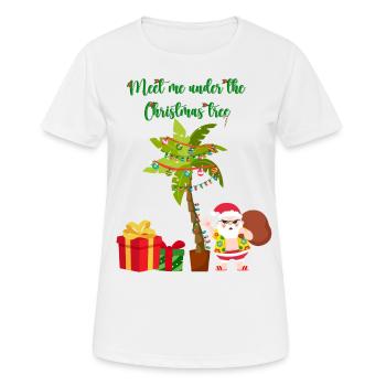 Weihnachten, Weihnachtsmann unter Palmen,Geschenk - Frauen T-Shirt atmungsaktiv - Weiß - Vorne - AI Model Female 172 dark (172cm)