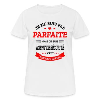 AGENT DE SÉCURITÉ PARFAITE - T-shirt respirant Femme - blanc - Devant - AI Model Female 172 dark (172cm)