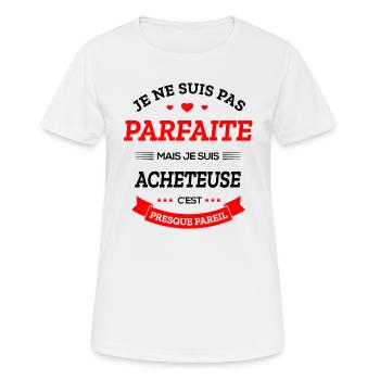 ACHETEUSE PARFAITE - T-shirt respirant Femme - blanc - Devant - AI Model Female 172 dark (172cm)