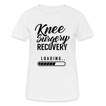 Récupération après une chirurgie du genou du patient au genou - T-shirt respirant Femme - blanc - Devant - AI Model Female 172 dark (172cm)