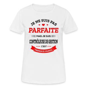 CONTRÔLEUSE DE GESTION PARFAITE - T-shirt respirant Femme - blanc - Devant - AI Model Female 172 dark (172cm)