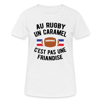 AU RUGBY UN CARAMEL C'EST PAS UNE FRIANDISE - T-shirt respirant Femme - blanc - Devant - AI Model Female 172 dark (172cm)