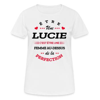 LUCIE PARFAITE - NOM LUCIE - T-shirt respirant Femme - blanc - Devant - AI Model Female 172 dark (172cm)