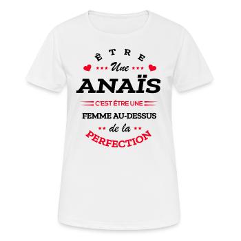 ANAÏS PARFAITE - NOM ANAÏS - T-shirt respirant Femme - blanc - Devant - AI Model Female 172 dark (172cm)