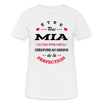 MIA PARFAITE - NOM MIA - T-shirt respirant Femme - blanc - Devant - AI Model Female 172 dark (172cm)