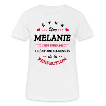 MELANIE PARFAITE - NOM MELANIE - T-shirt respirant Femme - blanc - Devant - AI Model Female 172 dark (172cm)
