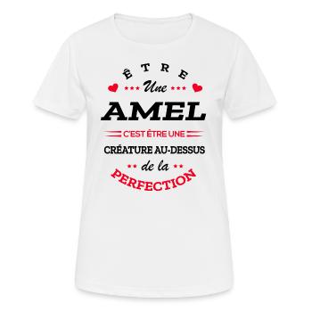 AMEL PARFAITE - NOM AMEL - T-shirt respirant Femme - blanc - Devant - AI Model Female 172 dark (172cm)