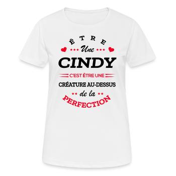 CINDY PARFAITE - NOM CINDY - T-shirt respirant Femme - blanc - Devant - AI Model Female 172 dark (172cm)