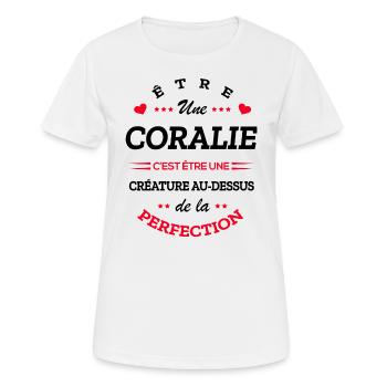 CORALIE PARFAITE - NOM CORALIE - T-shirt respirant Femme - blanc - Devant - AI Model Female 172 dark (172cm)