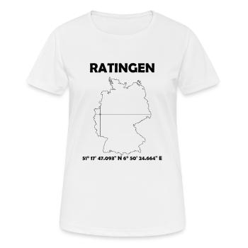 Ratingen Map - Women's Breathable T-Shirt - white - Front - AI Model Female 172 dark (172cm)