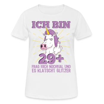 30. Geburtstag Frau Einhorn Ich bin 29+ plus - Frauen T-Shirt atmungsaktiv - Weiß - Vorne - AI Model Female 172 dark (172cm)