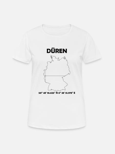 Düren Karte - Frauen T-Shirt atmungsaktiv - Weiß