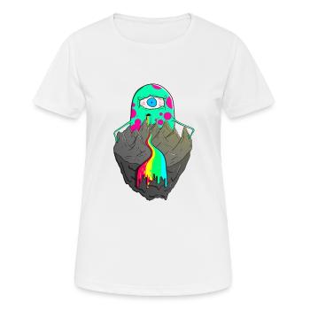 Trippy Miracle Psychedelic Alien Mountains Rainbow - Women's Breathable T-Shirt - white - Front - AI Model Female 172 dark (172cm)