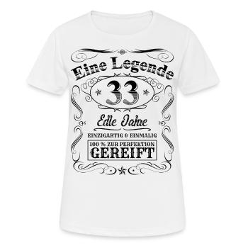 Legende 33 Jahre 33. Geburtstag Männer Frauen - Frauen T-Shirt atmungsaktiv - Weiß - Vorne - AI Model Female 172 dark (172cm)
