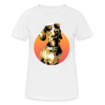 Dachshund Dog Vintage Sunglasses Retro Dog Motif - Women's Breathable T-Shirt - white - Front - AI Model Female 172 dark (172cm)
