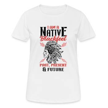 Tribu amérindienne des Pieds-Noirs L’Américain - T-shirt respirant Femme - blanc - Devant - AI Model Female 172 dark (172cm)
