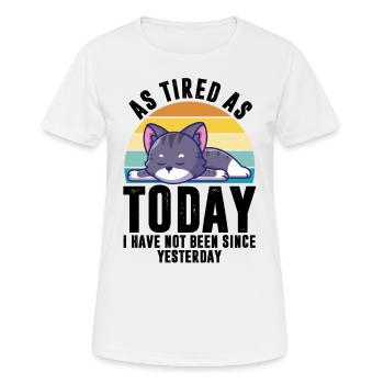 Tired Funny Sayings Lazy Kitten Pet Animal Cat - Women's Breathable T-Shirt - white - Front - AI Model Female 172 dark (172cm)