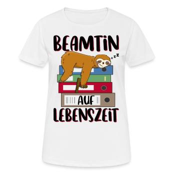 Beamtin auf Lebenszeit Beamten Spruch Faultier - Frauen T-Shirt atmungsaktiv - Weiß - Vorne - AI Model Female 172 dark (172cm)
