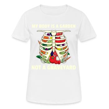 Potager Végétarien Végétalien I Cadeau - T-shirt respirant Femme - blanc - Devant - AI Model Female 172 dark (172cm)