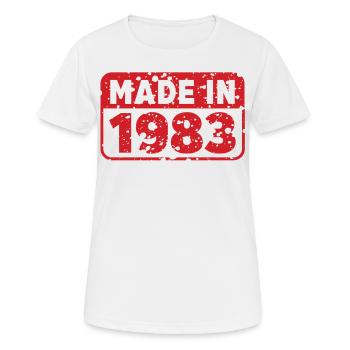 Fabriqué simplement en 1983 - T-shirt respirant Femme - blanc - Devant - AI Model Female 172 dark (172cm)