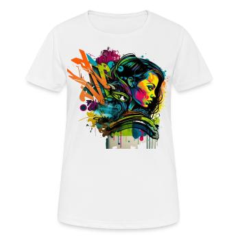 Urban Art im Graffiti-Stil - Frauen T-Shirt atmungsaktiv - Weiß - Vorne - AI Model Female 172 dark (172cm)