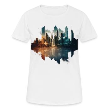 city in an artistic - T-shirt respirant Femme - blanc - Devant - AI Model Female 172 dark (172cm)