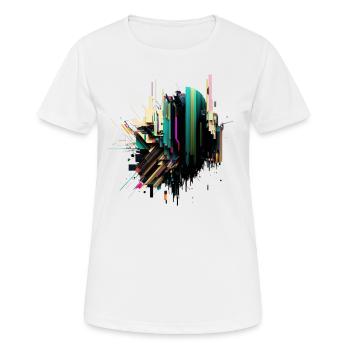Art abstrait | Glitch Art | Abstrait - T-shirt respirant Femme - blanc - Devant - AI Model Female 172 dark (172cm)