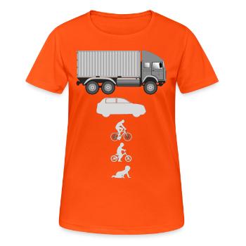 Camion porte-conteneurs Evolution - T-shirt respirant Femme - orange néon - Devant - AI Model Female 172 dark (172cm)