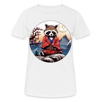 Japan Tanuki / Waschbär im Anime Stil - Frauen T-Shirt atmungsaktiv - Weiß - Vorne - AI Model Female 172 dark (172cm)