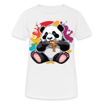 Happy Panda Eating with Paint Splatter Sticker Des - Women's Breathable T-Shirt - white - Front - AI Model Female 172 dark (172cm)