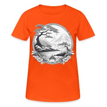 Framed Japanese Landscape - Women's Breathable T-Shirt - neon orange - Front - AI Model Female 172 dark (172cm)