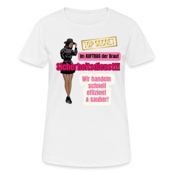JGA - Frauen T-Shirt atmungsaktiv - Weiß - Vorne - AI Model Female 172 dark (172cm)